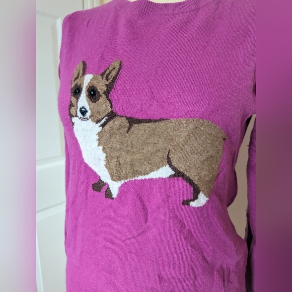 Joules Dog Lamb wool Angora Cashmere Jumper Pink Size 10 Monty Corgi Design - Picture 3 of 6